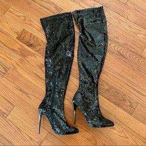 Over the Knee Black  Sequel Boots Sz 7 1/3